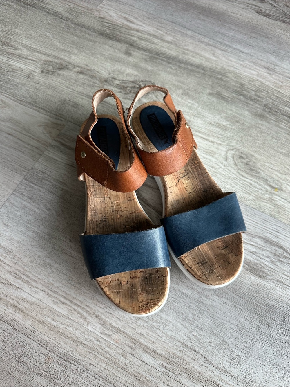 PIKOLINOS Blue and Brown Leather Platform Sandals 37 (6.5) - Picture 4 of 9